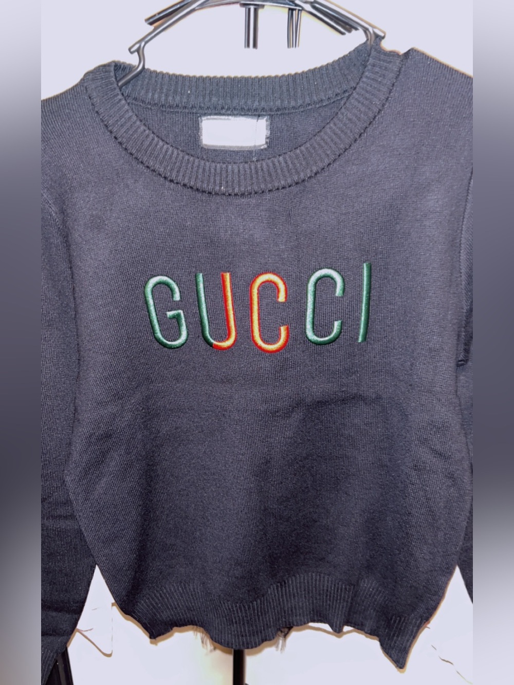 GUCCI Black Embroidered Logo Sweater